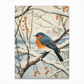 Winter Bird Painting Bluebird 2 Canvas Print