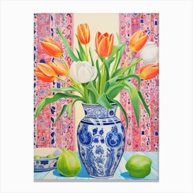 Flowers In A Vase Still Life Painting Tulips 13 Canvas Print