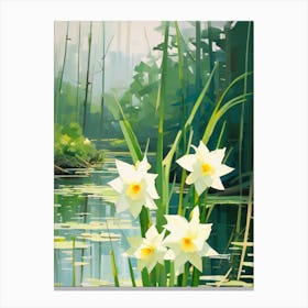 Daffodils By The Water Canvas Print