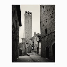 San Gimignano, Italy,  Black And White Analogue Photography  4 Canvas Print