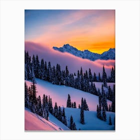 Andermatt, Switzerland Sunrise Skiing Poster Canvas Print