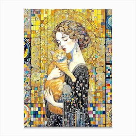 Woman and cat 1 Canvas Print