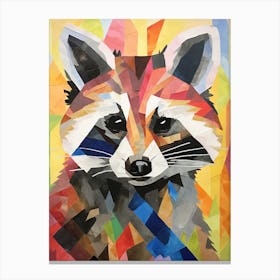 A Playful Raccoon In The Style Of Jasper Johns 4 Canvas Print