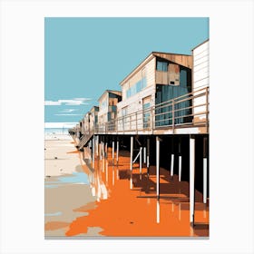 Abstract Illustration Of Southend On Sea Beach Essex Orange Hues 3 Canvas Print