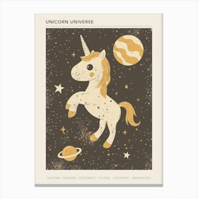 Unicorn In Space Muted Pastels 1 Poster Canvas Print