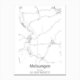 Melsungen,Germany Minimalist Map Canvas Print