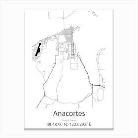 Anacortes,United States Minimalist Map Canvas Print