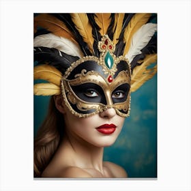 A Woman In A Carnival Mask (30) Canvas Print