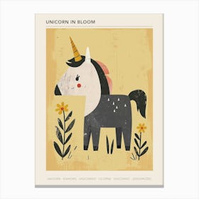 Unicorn With The Flowers Muted Pastels 2 Poster Canvas Print