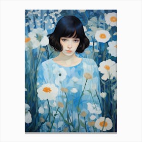 Girl In A Field Of Flowers Canvas Print