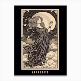 Aphrodite Tarot Card B&W Canvas Print