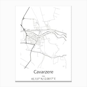 Cavarzere,Italy Minimalist Map Canvas Print