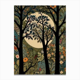 Moonlight In The Forest Style William Morris 5 Canvas Print