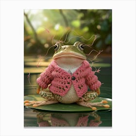 Frog In Pink Sweater 1 Canvas Print