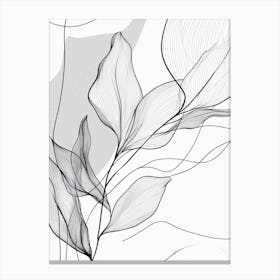 Abstract Leaves In Black And White Canvas Print