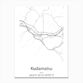 Kudamatsu,Japan Minimalist Map Canvas Print