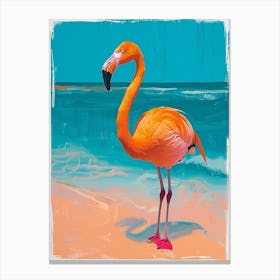 Greater Flamingo Ra Lagartos Yucatan Mexico Tropical Illustration 2 Canvas Print