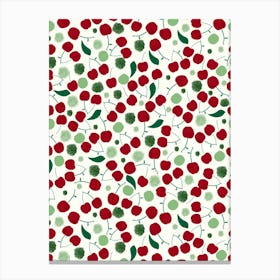 Cherries Dots Leaves Canvas Print