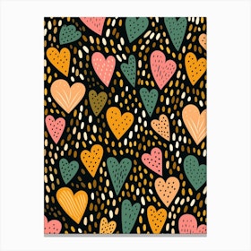 Colourful Dots And Hearts Geometric Canvas Print