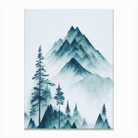 Mountain And Forest In Minimalist Watercolor Vertical Composition 340 Canvas Print