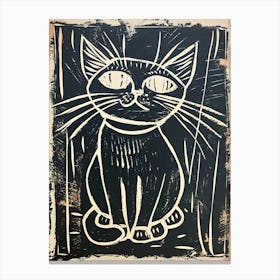 Balinese Cat Linocut Blockprint 1 Canvas Print
