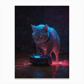 Cat On A Hoverboard Canvas Print