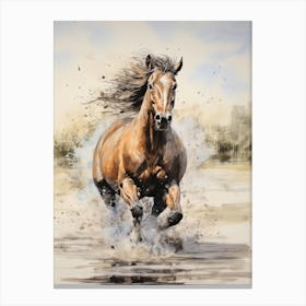 A Horse Painting In The Style Of Dry On Dry Technique 2 Canvas Print