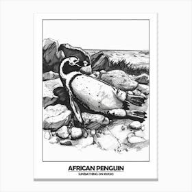Penguin Sunbathing On Rocks Poster 2 Canvas Print