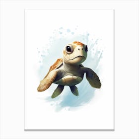 Cute Animated Sea Turtle 2 Canvas Print