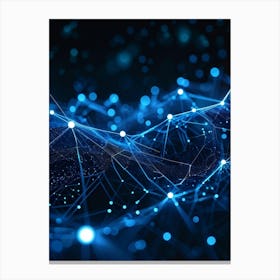 Abstract Digital Datum Web Displaying A Three Dimensional Mesh Of Connections Symbolizing Ai Networ (5) Canvas Print