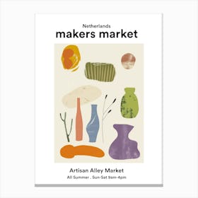 Netherlands Artisan Alley Market Poster Canvas Print