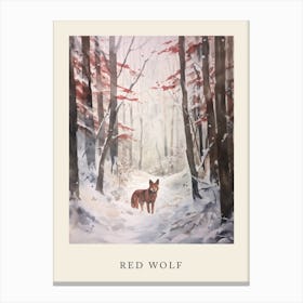 Winter Watercolour Red Wolf 2 Poster Canvas Print