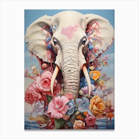 Elephant With Flowers 3 Canvas Print