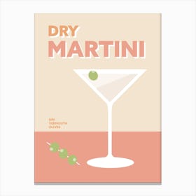 Martini Cocktail Colourful Pink Retro Kitchen Wall Canvas Print