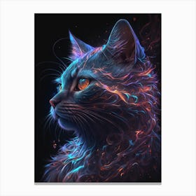 Galaxy Cat In Flames Canvas Print