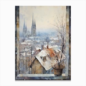 Winter Cityscape Cesky Krumloy Czechia Canvas Print