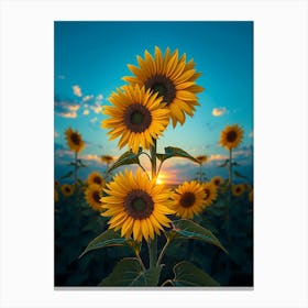 Sunflowers At Sunset Canvas Print