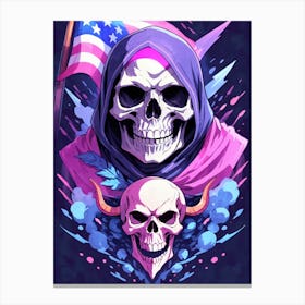 American Flag Floral Face Evil Death Skull (30) Canvas Print
