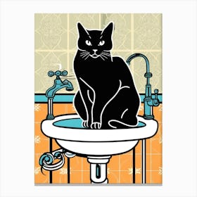 Cat In Bathroom Sink Canvas Print