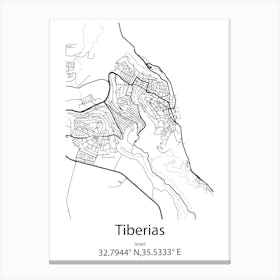 Tiberias,Israel Minimalist Map Canvas Print