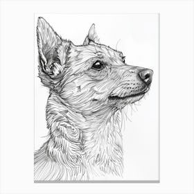Furry Wire Haired Dog Line Sketch 1 Canvas Print
