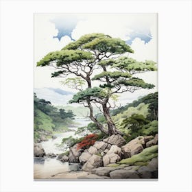 Iriomote Island In Okinawa, Japanese Brush Painting, Ukiyo E, Minimal 1 Canvas Print