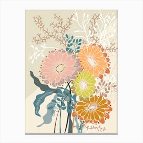 Springtime Daisies Earthy Tones Canvas Print