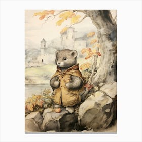 Storybook Animal Watercolour Otter 1 Canvas Print