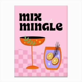 Modern Pink Cocktail Art Print 2 Canvas Print