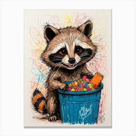 Raccoon With Candy 1 Canvas Print