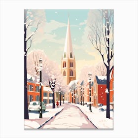 Vintage Winter Travel Illustration Southampton United Kingdom 2 Canvas Print