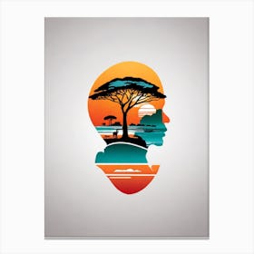 Silhouette Of Africa Canvas Print