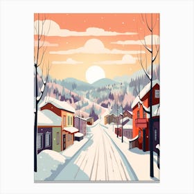 Vintage Winter Travel Illustration Kiruna Sweden 1 Canvas Print