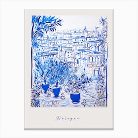 Bologna Italy Blue Drawing Poster Canvas Print